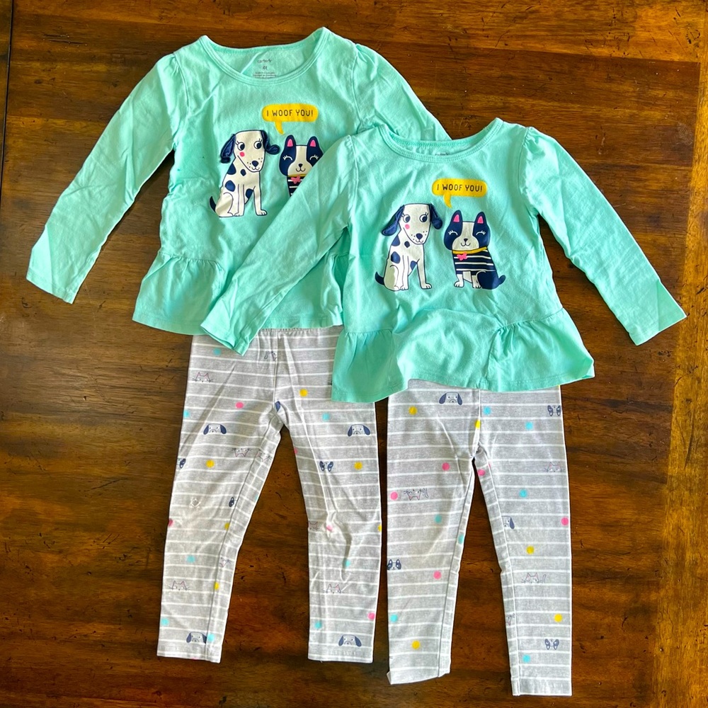 Carter’s Woof 3D Legging Set 3T VGUC - Free 4T Set